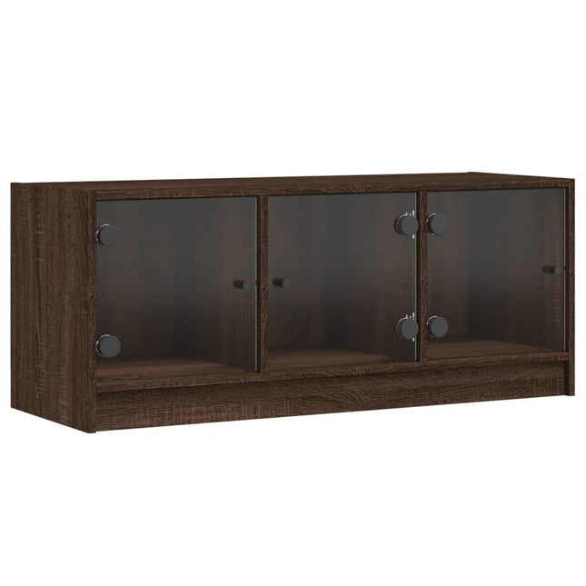 skab med glaslåger 102x37x42 cm brun egetræsfarve