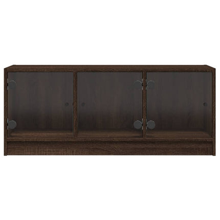 skab med glaslåger 102x37x42 cm brun egetræsfarve