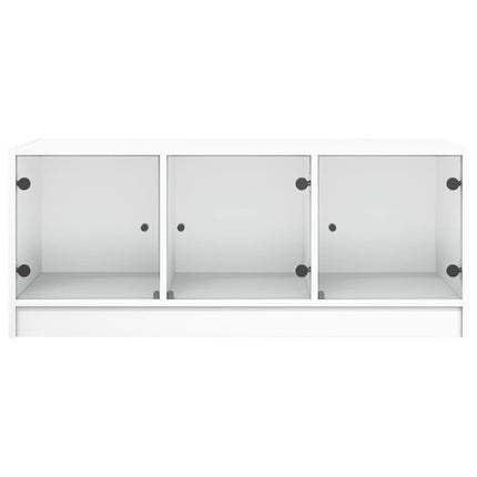 sofabord med glaslåger 102x50x42 cm hvid