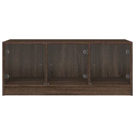 sofabord med glaslåger 102x50x42 cm brun egetræsfarve