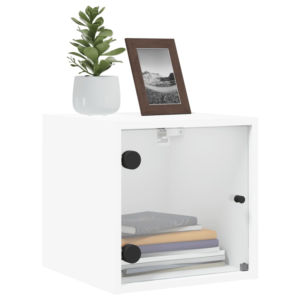 sengebord med glaslåger 35x37x35 cm hvid