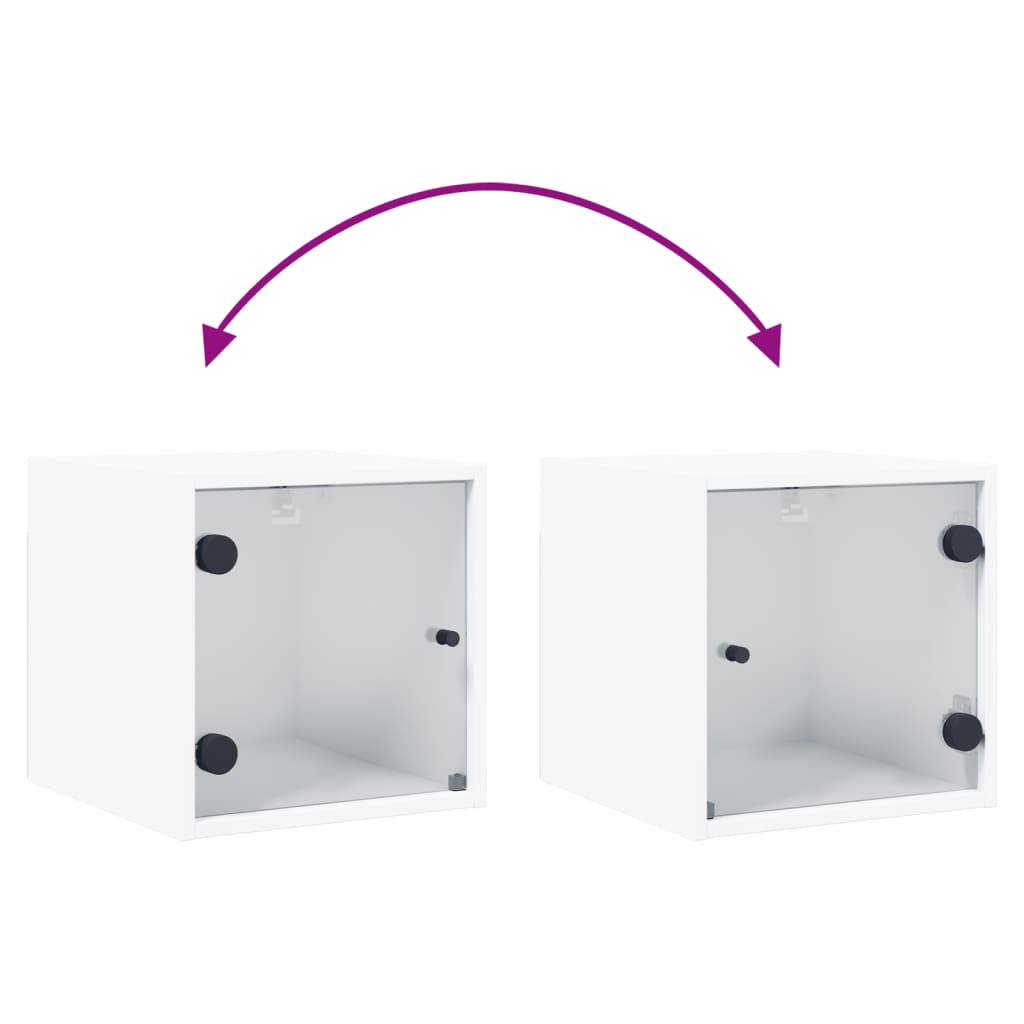 sengebord med glaslåger 35x37x35 cm hvid