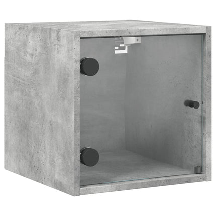 sengebord med glaslåger 35x37x35 cm betongrå