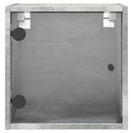 sengebord med glaslåger 35x37x35 cm betongrå