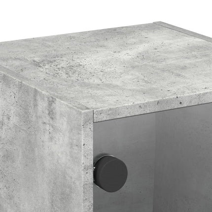 sengebord med glaslåger 35x37x35 cm betongrå