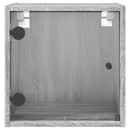 sengebord med glaslåger 35x37x35 cm grå sonoma-eg