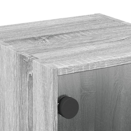 sengeborde med glaslåger 2 stk. 35x37x35 cm grå sonoma-eg