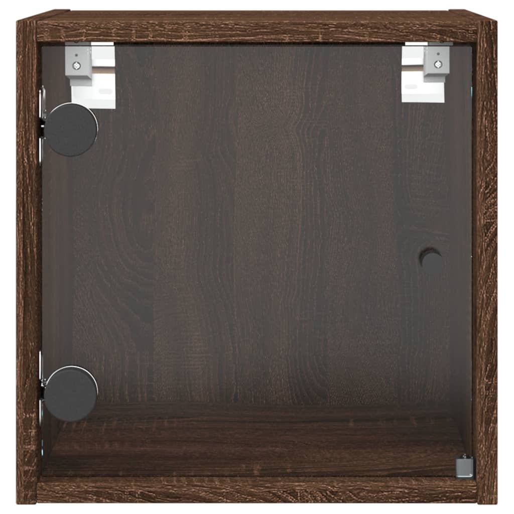 sengebord med glaslåger 35x37x35 cm brun egetræ