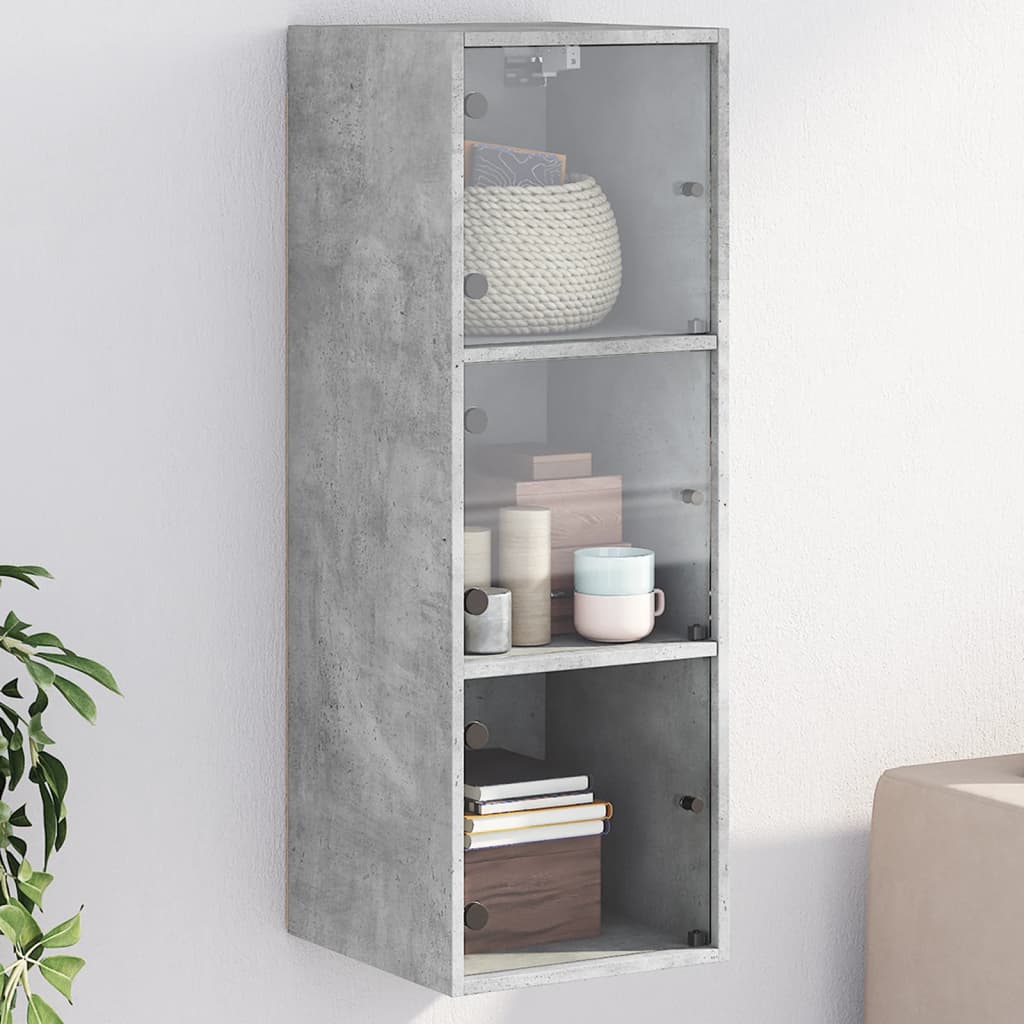 skab med glaslåger 35x37x100 cm betongrå