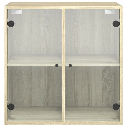 skab med glaslåger 68x37x68,5 cm sonoma-eg
