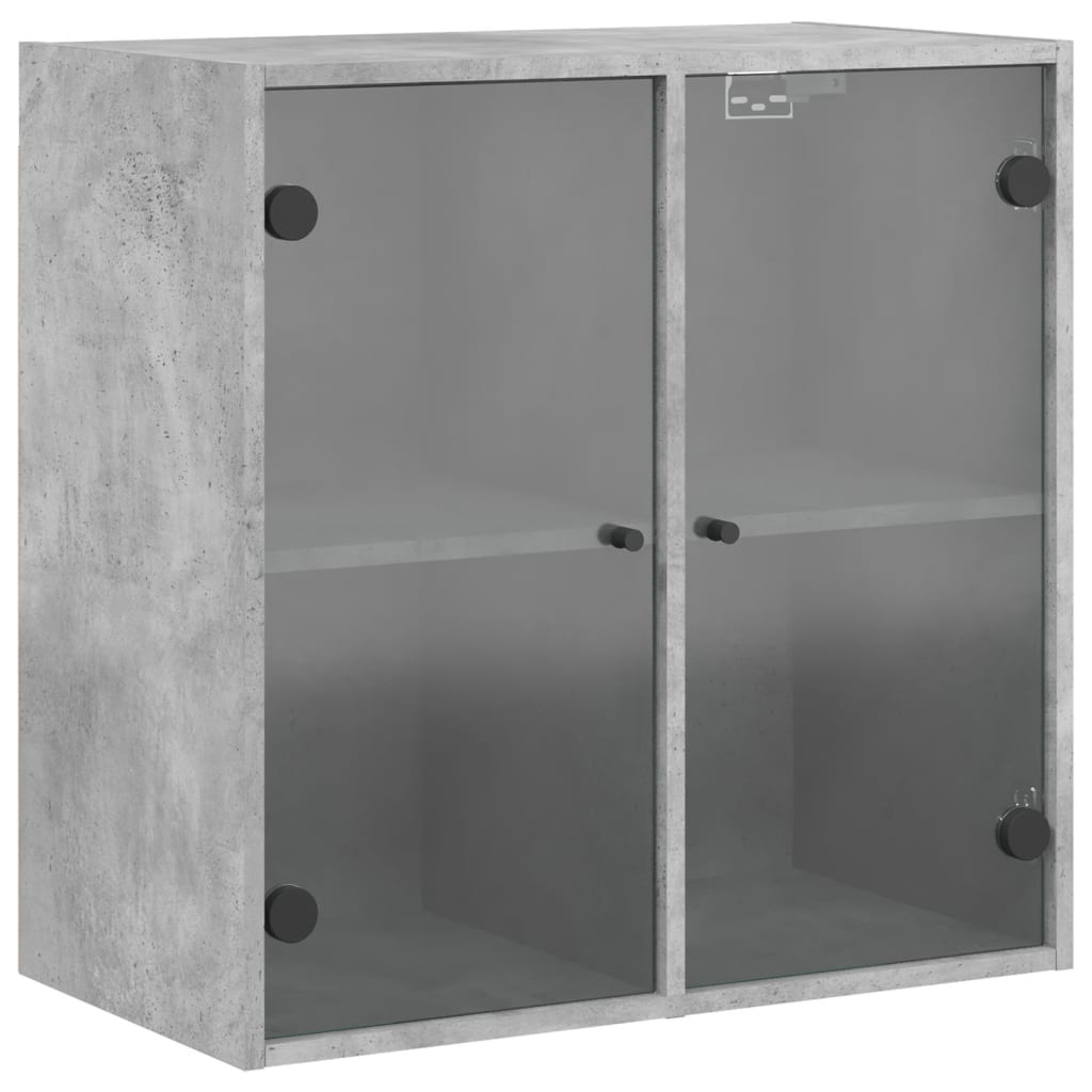 skab med glaslåger 68x37x68,5 cm betongrå