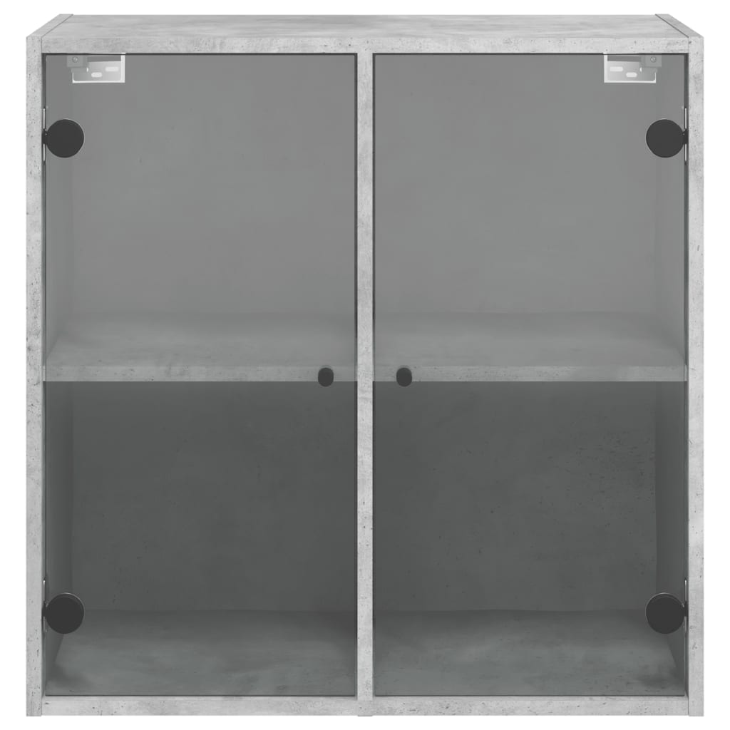 skab med glaslåger 68x37x68,5 cm betongrå