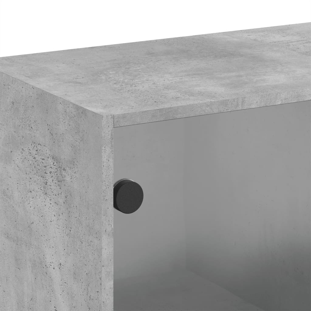 skab med glaslåger 68x37x68,5 cm betongrå