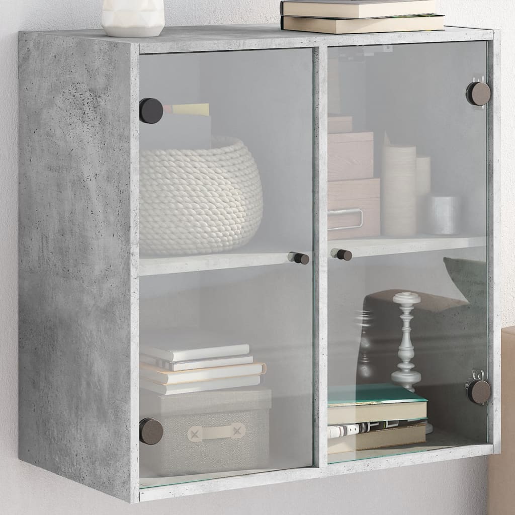 skab med glaslåger 68x37x68,5 cm betongrå
