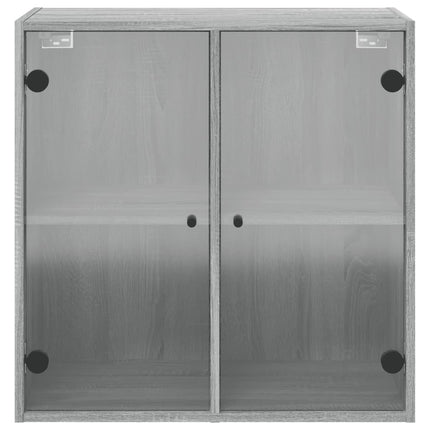 skab med glaslåger 68x37x68,5 cm grå sonoma-eg