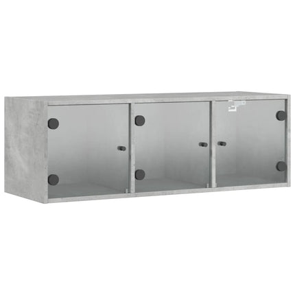 skab med glaslåger 102x37x35 cm betongrå