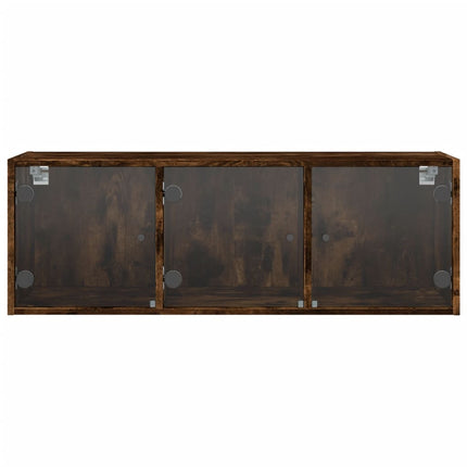 skab med glaslåger 102x37x35 cm røget egetræsfarve