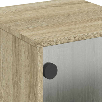 sengeborde med glaslåger 2 stk. 35x37x50 cm grå sonoma-eg