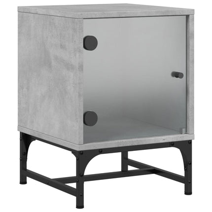 sengeborde 2 stk. med glaslåger 35x37x50 cm betongrå