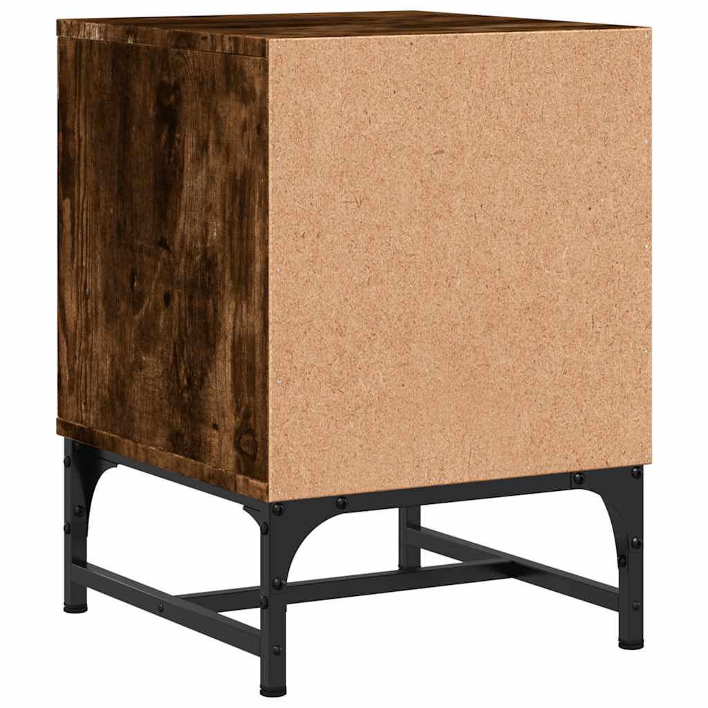 sengebord med glaslåger 35x37x50 cm røget egetræsfarve