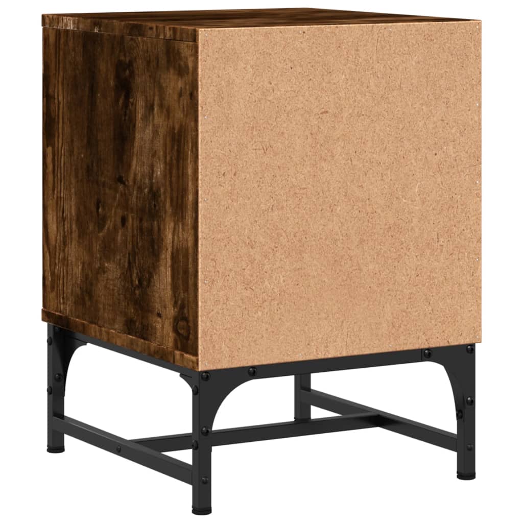 sengeborde 2 stk. med glaslåger 35x37x50 cm røget egetræsfarve