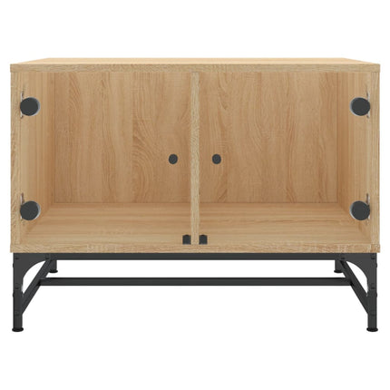 sofabord med glaslåger 68,5x50x50 cm sonoma-eg