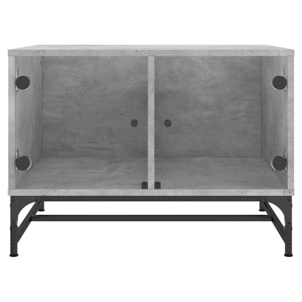 sofabord med glaslåger 68,5x50x50 cm betongrå