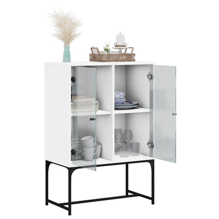 skab med glaslåger 69x37x100 cm hvid