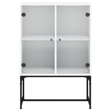 skab med glaslåger 69x37x100 cm hvid
