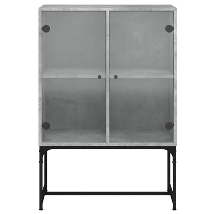 skab med glaslåger 69x37x100 cm betongrå