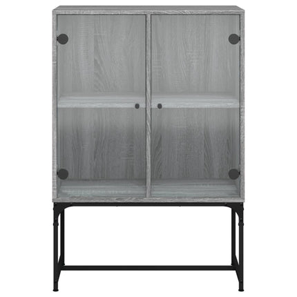 skab med glaslåger 69x37x100 cm grå sonoma-eg