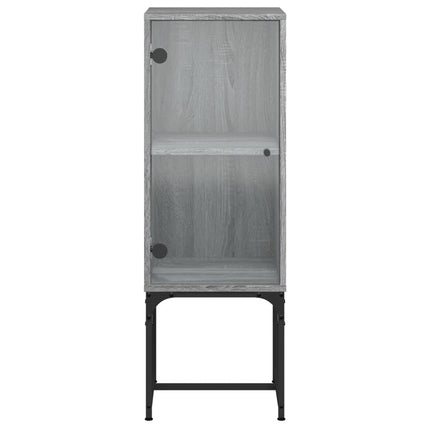 skab med glaslåge 35x37x100 cm grå sonoma-eg