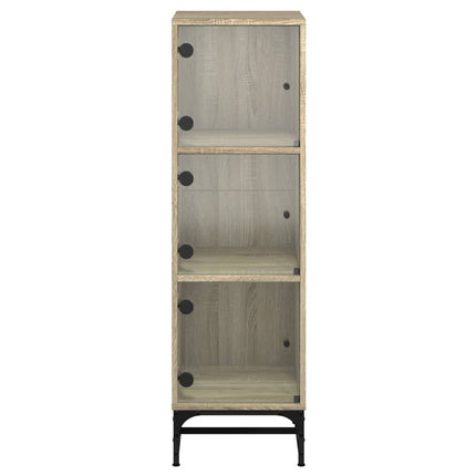 skab med glaslåger 35x37x120 cm sonoma-eg