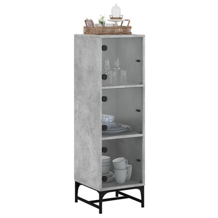 skab med glaslåger 35x37x120 cm betongrå