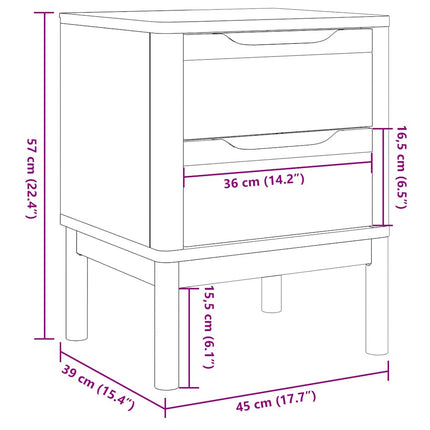 sengebord 45x39x57 cm massivt fyrretræ hvid