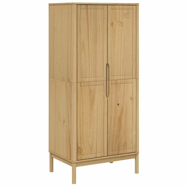 klædeskab FLORO 77x53x171 cm massivt fyrretræ gyldenbrun