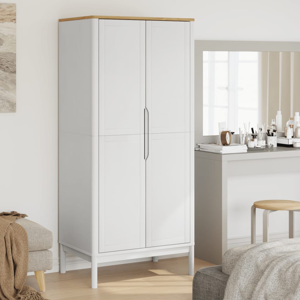 klædeskab FLORO 77x53x171 cm massivt fyrretræ hvid