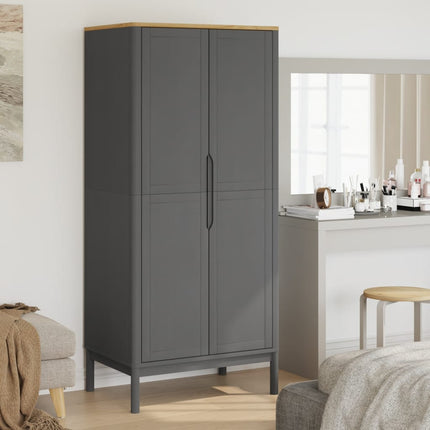 klædeskab FLORO 77x53x171 cm massivt fyrretræ grå