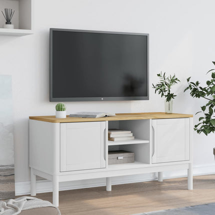 tv-bord FLORO 114x43x55 cm massivt fyrretræ hvid