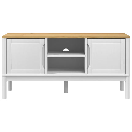tv-bord FLORO 114x43x55 cm massivt fyrretræ hvid