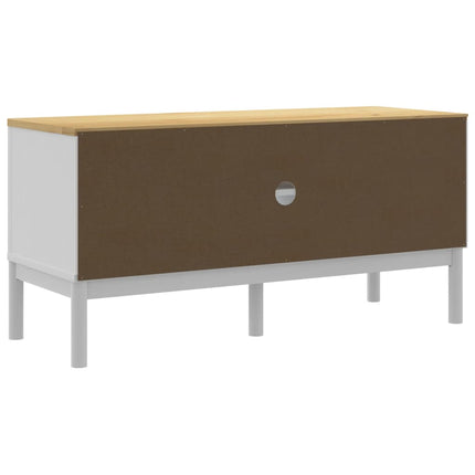 tv-bord FLORO 114x43x55 cm massivt fyrretræ hvid