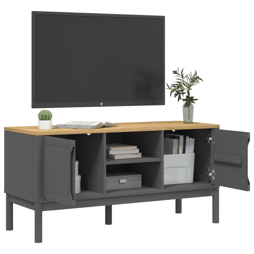 tv-bord FLORO 114x43x55 cm massivt fyrretræ grå
