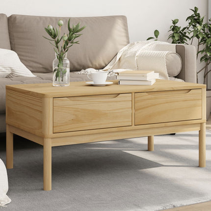 sofabord FLORO 99x55,5x45 cm massivt fyrretræ gyldenbrun