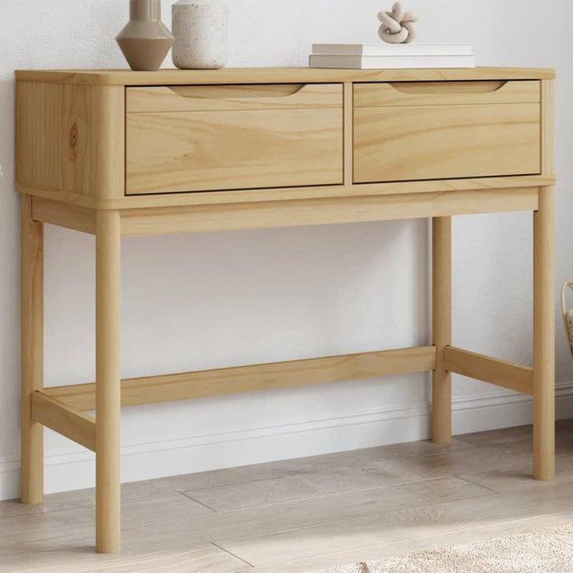 konsolbord FLORO 89,5x36,5x73 cm massivt fyrretræ gyldenbrun