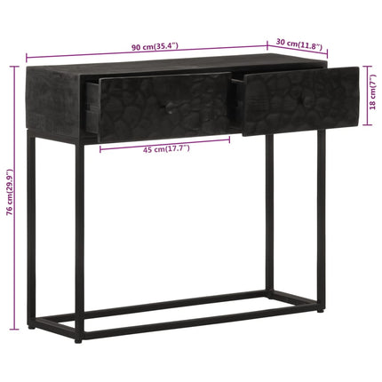 konsolbord 90x30x76 cm massivt mangotræ og jern sort
