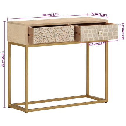 konsolbord 90x30x76 cm massivt mangotræ og jern