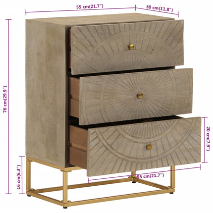 kommode 55x30x76 cm massivt mangotræ og jern