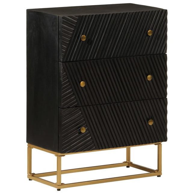 kommode 55x30x76 cm massivt mangotræ og jern sort