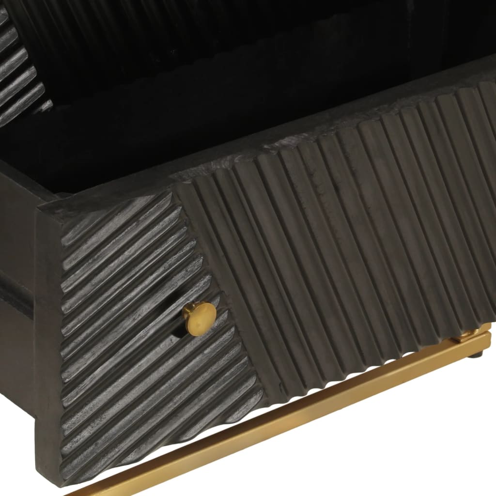 kommode 55x30x76 cm massivt mangotræ og jern sort