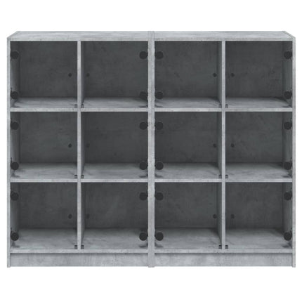 bogreol med låger 136x37x109 cm konstrueret træ betongrå